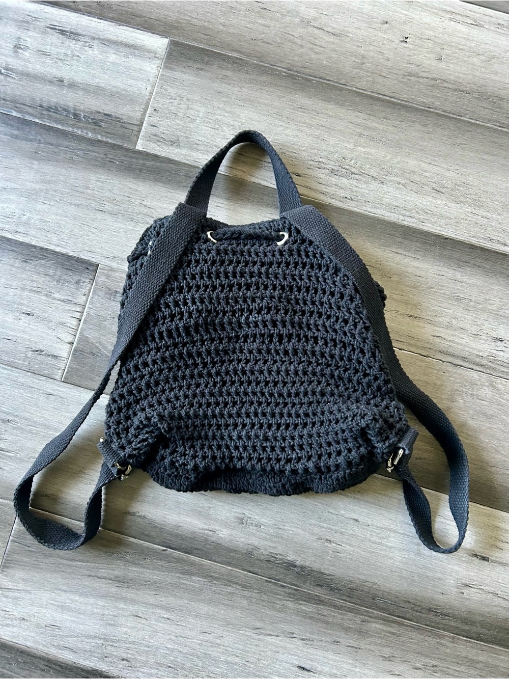 Wild Fable Black Macrame Crochet Casual Backpack w/ Black Crochet Pouch - Picture 8 of 11